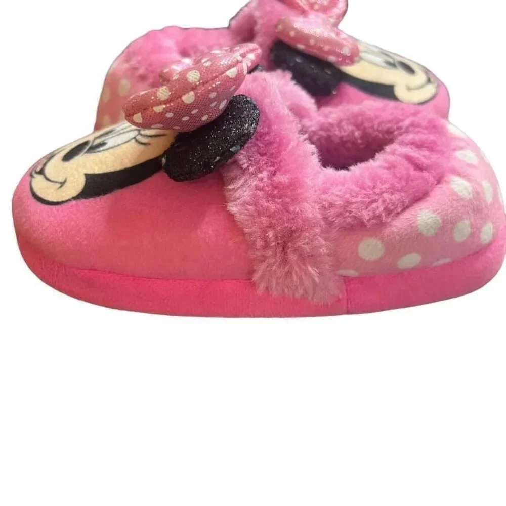 Girls Disney Minnie Mouse Pink Bowknot Slippers Size 9/10